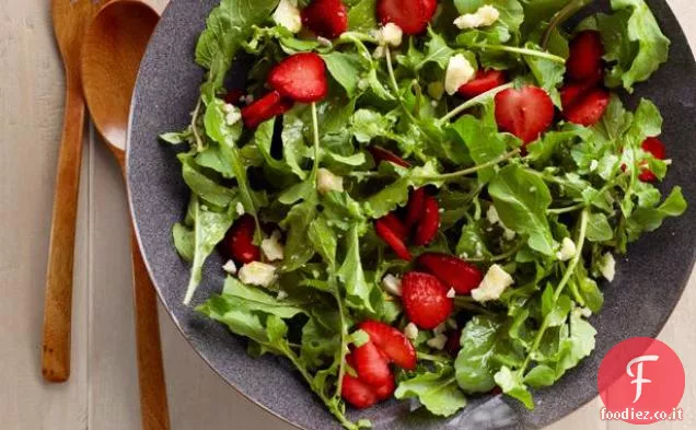 Insalata di rucola alla fragola con vinaigrette al lime dolce