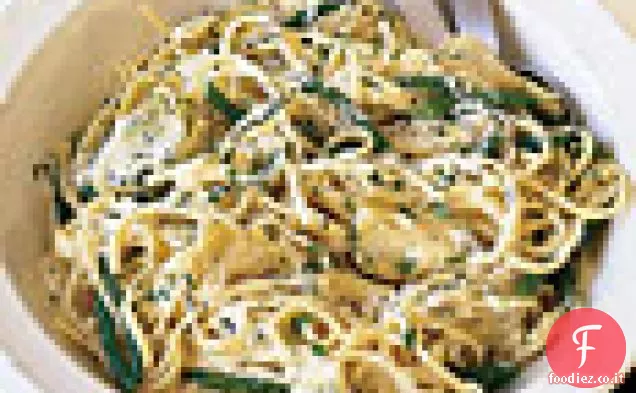 Linguine Avgolemono con Cuori di Carciofo e Fagiolini