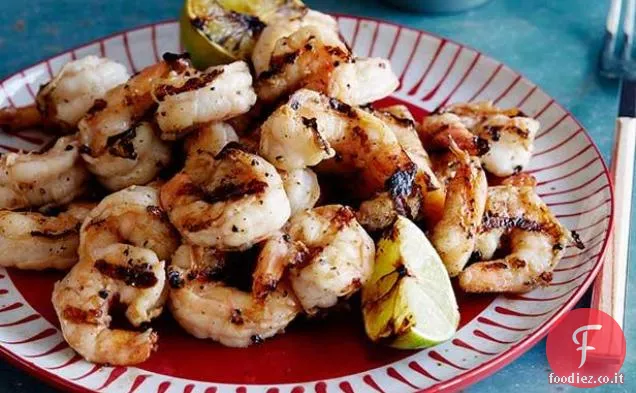 Scampi alla griglia con Salsa di Soia, Zenzero fresco e Aglio