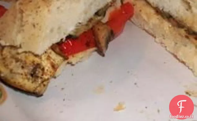 Panini al Portobello, Melanzane e Peperoni Rossi Arrostiti