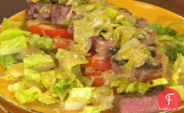 BLT: Insalata di manzo, porro e pomodoro - con condimento di pancetta - un extra