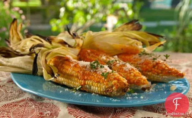 Mais alla griglia con Pepe Piquillo Burro e Manchego grattugiato