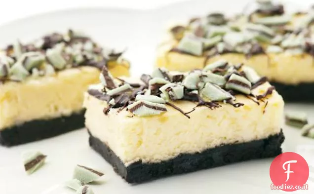 Barrette di cheesecake al cioccolato e menta