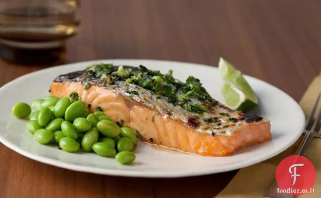 Miele Soia Salmone alla griglia con Edamame