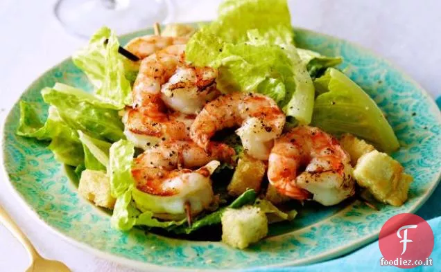 Insalata Caesar con gamberi alla griglia