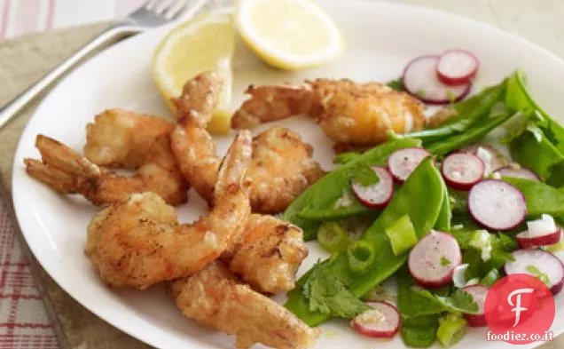 Insalata di piselli e ravanelli con vinaigrette allo zenzero e lime