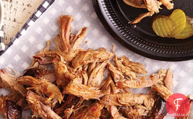 Carne di maiale tirata arrostita lentamente