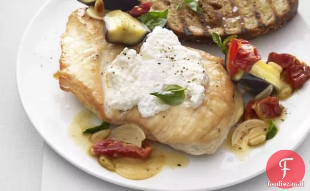 Pollo con Pomodoro secco, melanzane e basilico
