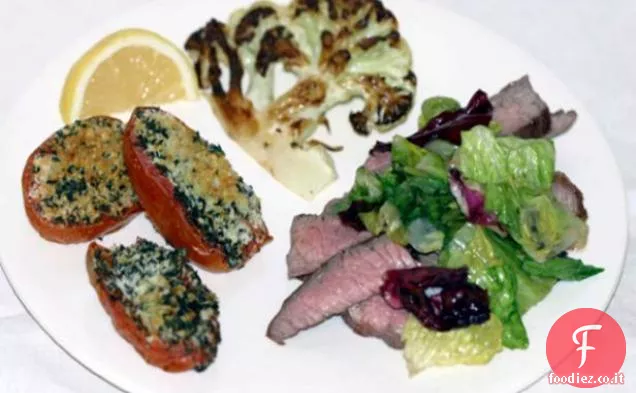 Bistecca di fianco con aceto di vino rosso e verdure: Low Carb