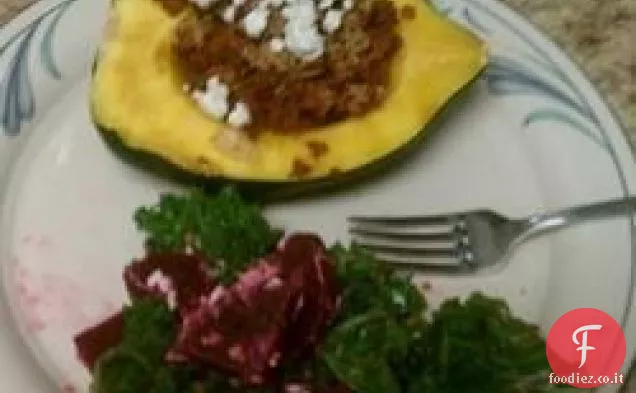 Zucca ghianda con salsiccia piccante dolce