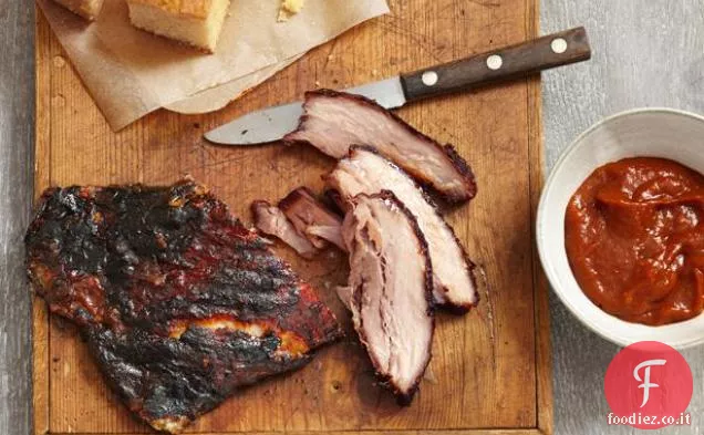 Pancetta di maiale glassata con salsa barbecue allo zenzero