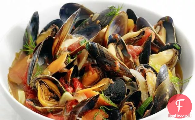 Cozze al vapore con finocchio e pomodoro