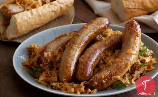 Bratwurst in umido con crauti