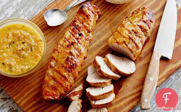 Filetto di maiale alla griglia alla Rodriguez con glassa di guava e arancia-Habanero Mojo