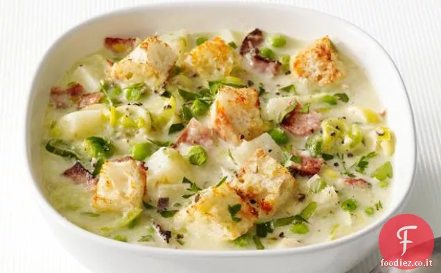 Zuppa di porri di patate con pancetta