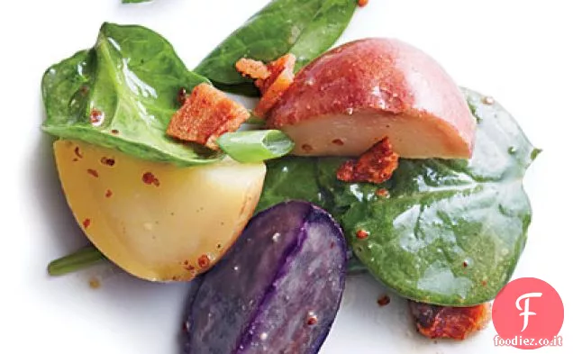 Patate per bambini con Vinaigrette di pancetta calda