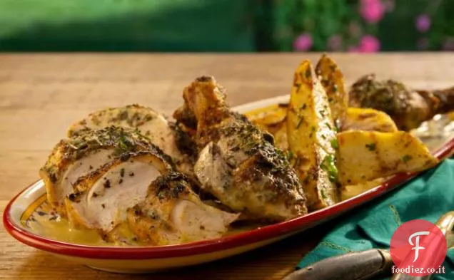 Cornell pollo con bistecca alla griglia patatine fritte