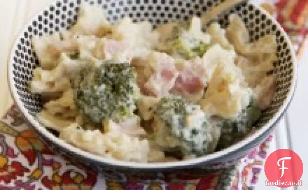 Pasta al forno e broccoli con prosciutto e formaggio-Cavolfiore cremoso