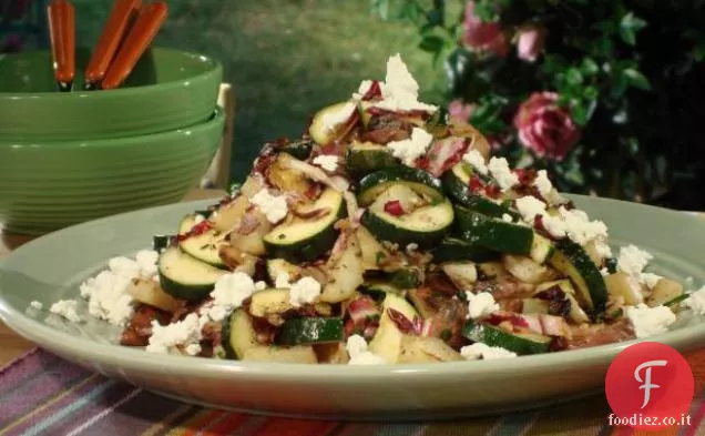 Patate Novelle grigliate e Zucchine con Radicchio, Formaggio di Capra e Vinaigrette di Sherry stagionato