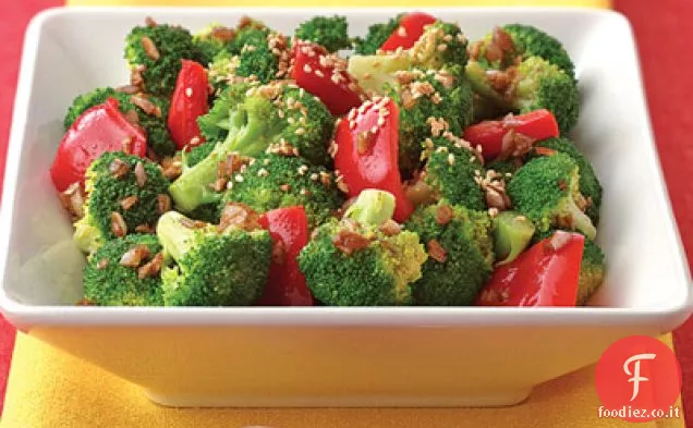 Broccoli e peperoni nel burro rosolato