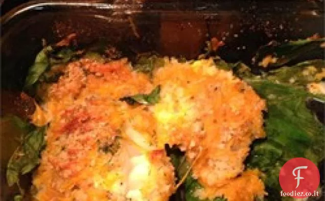 Casseruola croccante di pesce e spinaci