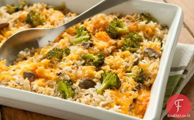 Casseruola di broccoli, riso e formaggio