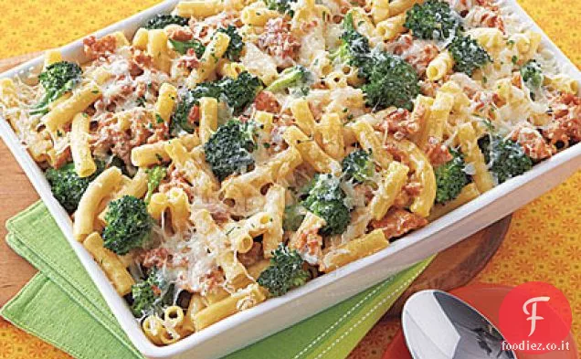 Ziti al forno con broccoli e salsiccia