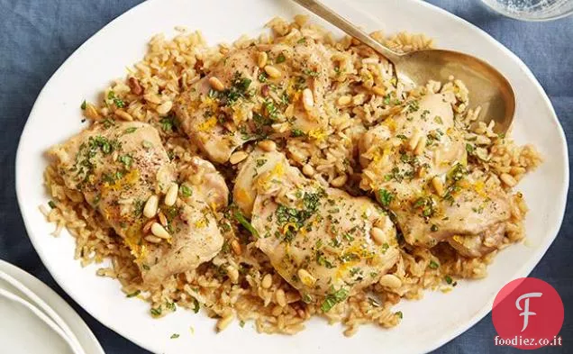 Pollo arancione al forno e riso integrale
