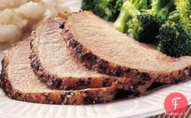 Arrosto di maiale con lo sfregamento di lombo di maiale migliore del mondo
