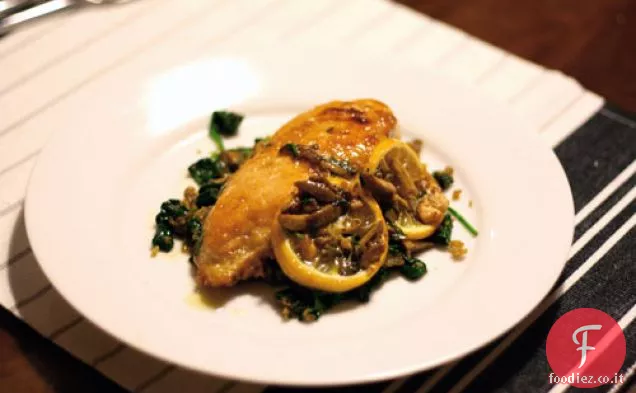 Cena di stasera: Pollo saltato con olive, capperi e limoni arrostiti