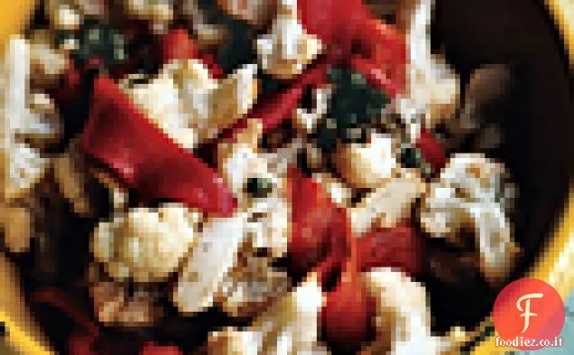Peperoni Rossi Arrostiti e Cavolfiore con Vinaigrette di Capperi