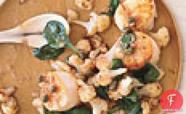 Capesante con Cavolfiore, Ciliegie secche e Capperi