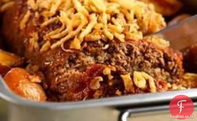 Polpettone in crosta di cipolla con patate arrosto