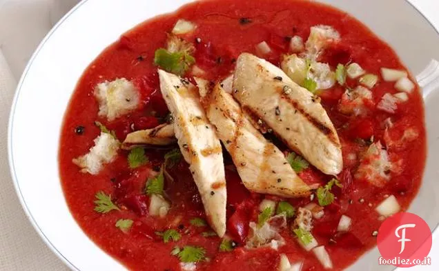 Gazpacho con pollo al lime