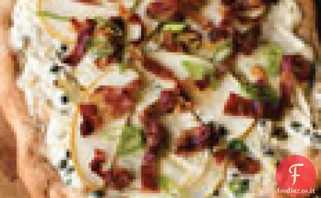 Pizza in crosta di Farro con Finocchi, Prosciutto e Mele