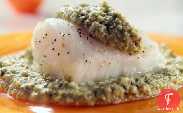 Branzino al Pesto di Carciofi
