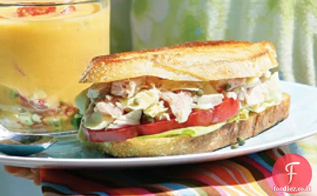 Panini con insalata di tonno al carciofo e cappero al limone