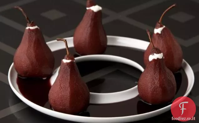 Pere in camicia al vino rosso con ripieno di Mascarpone