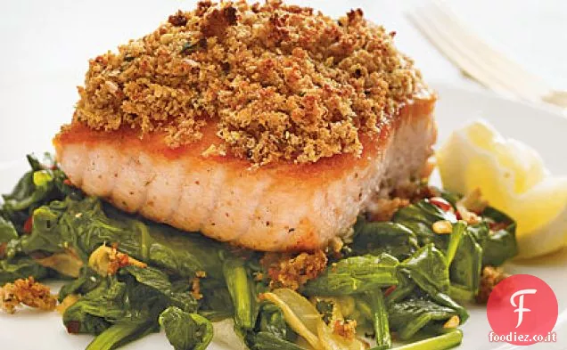 Salmone con crosta di limone e menta