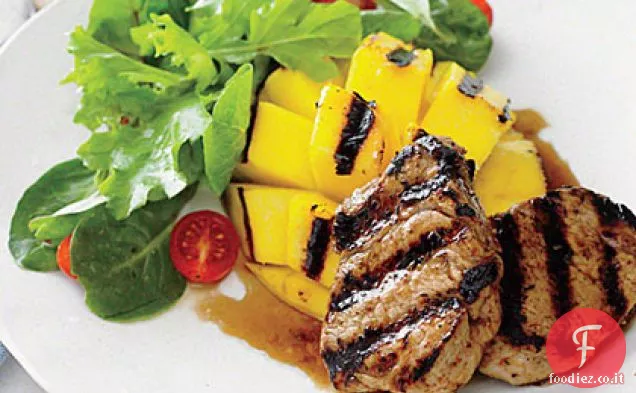 Carne di maiale alla griglia con salsa di mango e rum