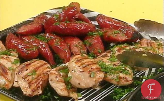 Petti di pollo alla griglia e Linguica