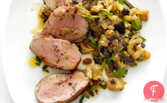 Filetto di maiale con salsa di melanzane