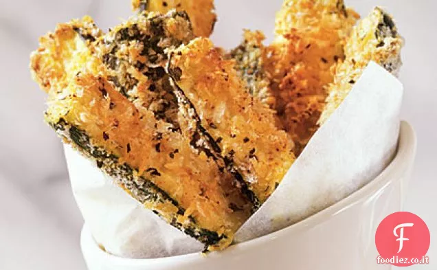 Patatine fritte di zucchine in crosta di parmigiano