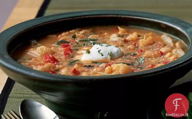 Cavolfiore e zuppa di peperone rosso