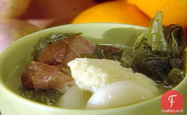 Verdure di rapa con gnocchi di farina di mais