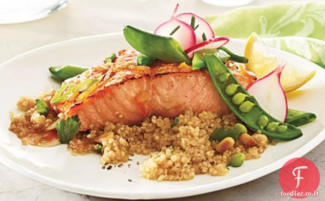 Salmone arrosto con glassa di marmellata di soia