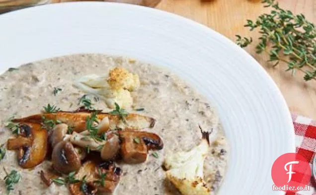 Zuppa cremosa di funghi e cavolfiore arrosto