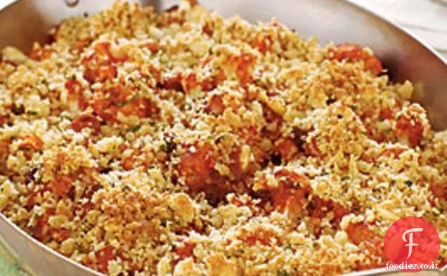 Gratin di Cavolfiore saltato, Pomodoro, Pinoli e zafferano