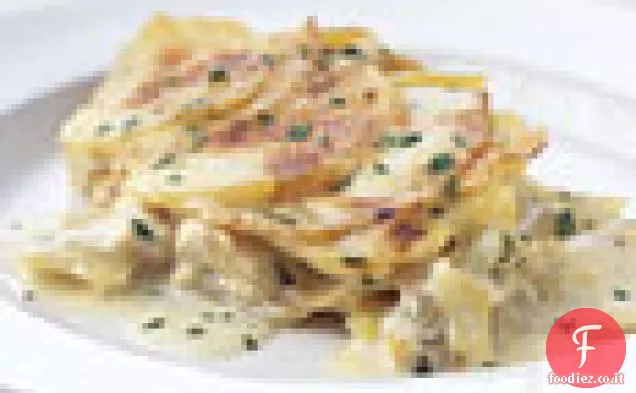 Gratin di patate e sedano con Eglefino affumicato