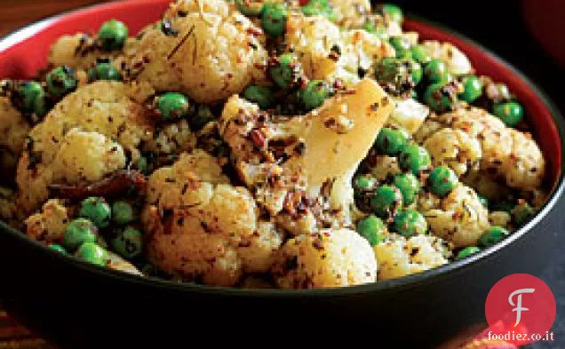 Cavolfiore saltato in padella con piselli e zenzero